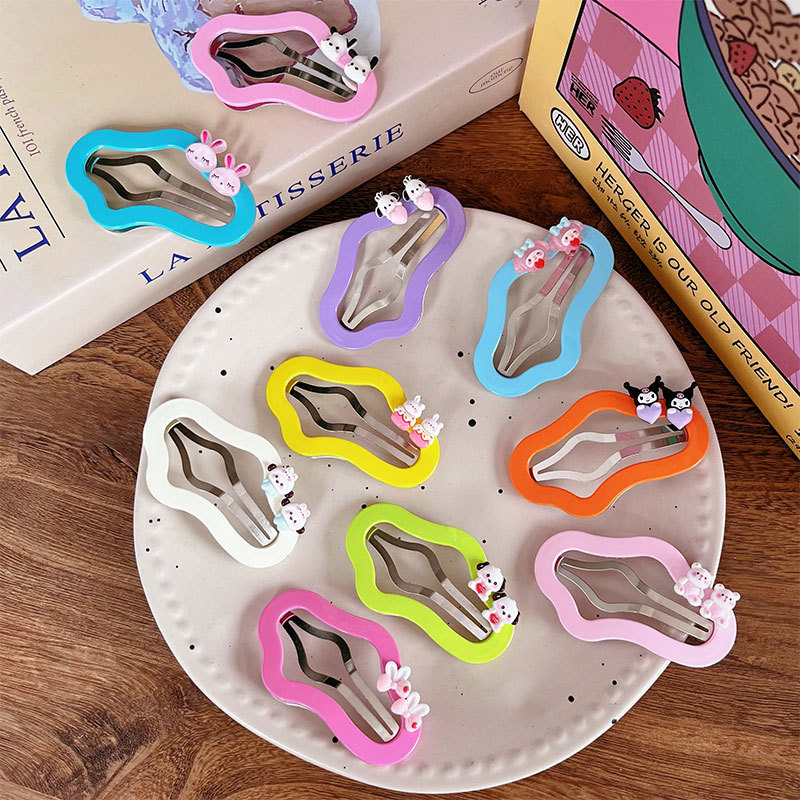 New cute candy-colored cartoon cloud hair clips, children's fashion and versatile side bangs hair clips and hair accessories details Picture