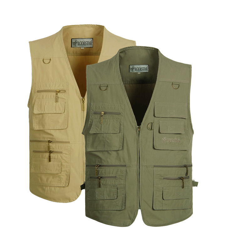Casual vest for men, summer thin style, spring and autumn multi-pocket photography work vest, cotton and polyester quick-drying suit, functional waistcoat details Picture
