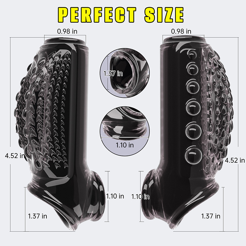 Foreign trade cross-border exposed head lock, fine sleeve ring, thickened and enlarged Wolf tooth sleeve, adult adult products, crystal sleeve Specification drawing