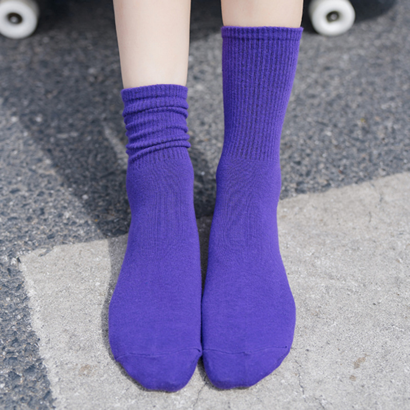 Socks Female Autumn Winter Warm Candy Color Pile Socks Female Ins Tide Color Day System Solid Color Cotton Socks Wholesale Specification drawing
