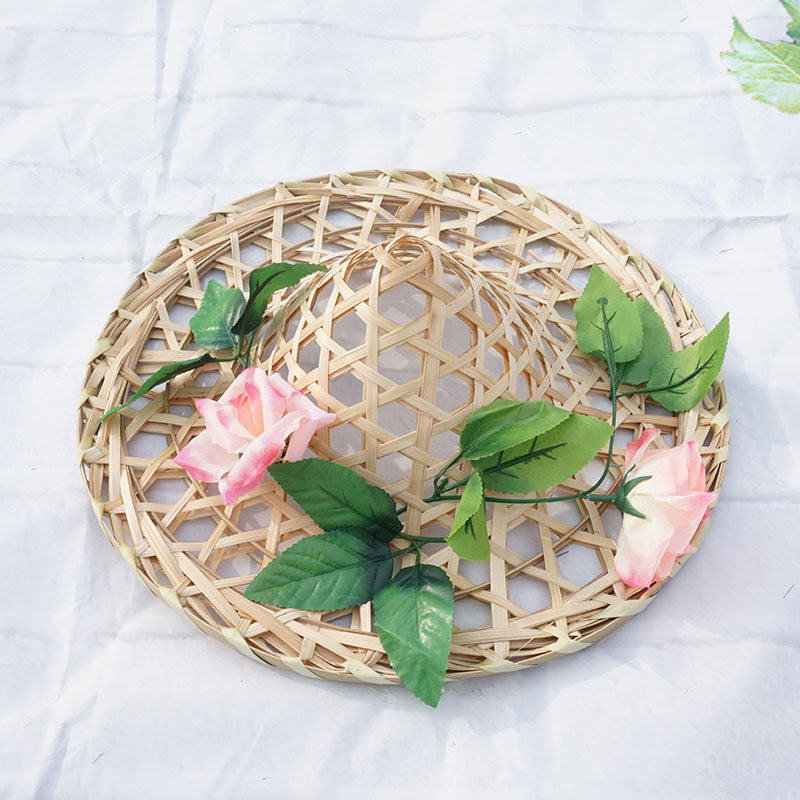 Dance, bamboo hat, children's dance performance, bamboo woven straw hat, children's stage performance props, Dai ethnic dance, flower bamboo hat Specification image