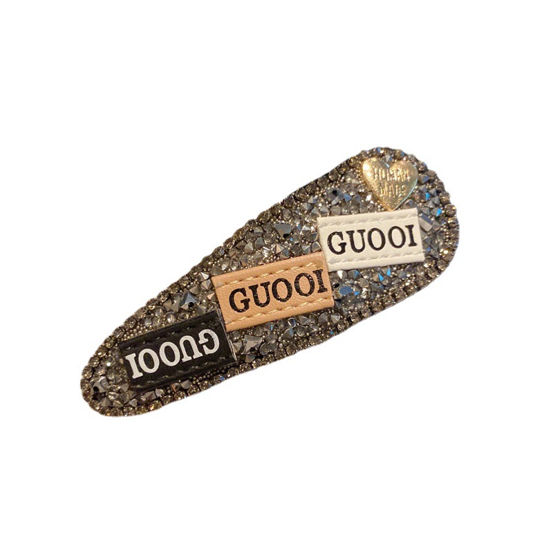 Korean Temperament Bb Hair Clip Net Red Ins Wind Hair Card Back Of The Head Broken Hair Clip Water Drop Type Clip Inlaid With Rhinobarn Top Clip Item Picture