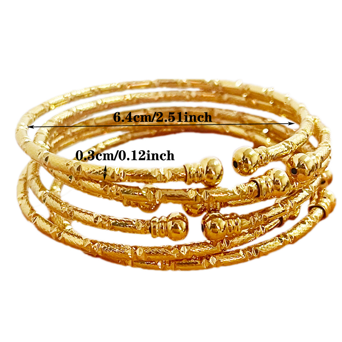 3MM gold-plated bracelet for women, African gold bead bracelet, gift for Ethiopian wedding brides Specification image