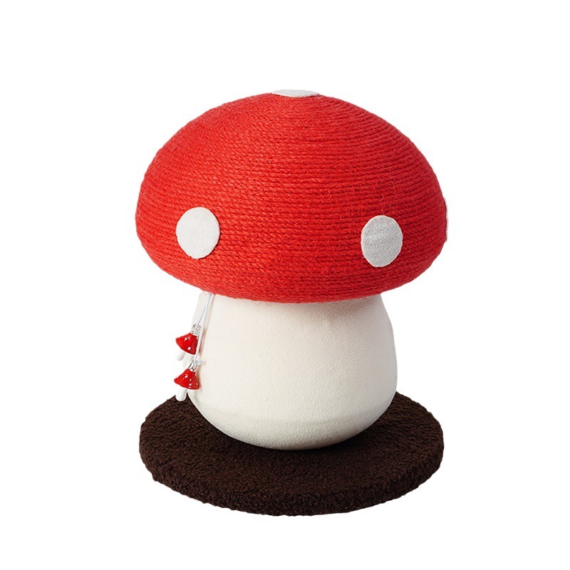 Red Mushroom cat climbing frame grab post, one piece of sisal claw cat climbing post, standing cat grab board, cat tree cat toy Item Picture
