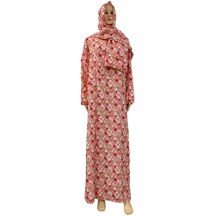 Middle East Across The Factory Wholesale In The Middle East And The United States Hooded Scarf Worship Gown Traditional Printed Flower Dress Item Picture