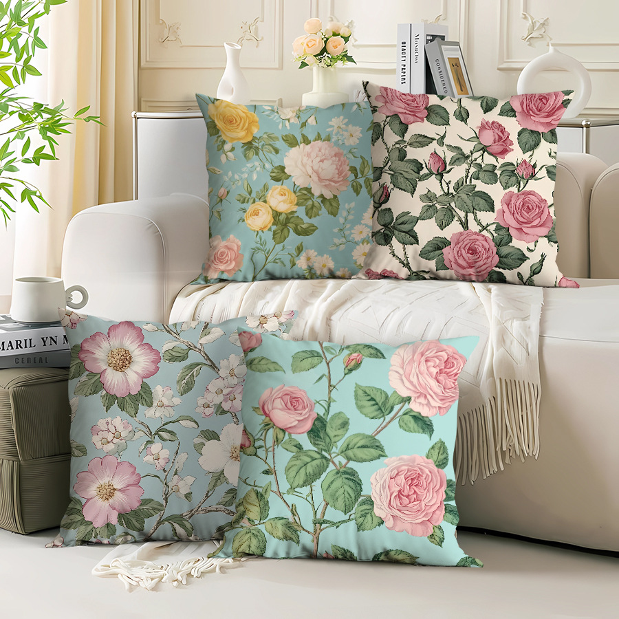 春日花朵抱枕居家沙发装饰抱枕汽车靠枕护腰办公室午休抱枕靠枕套