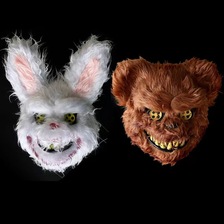 万圣节面具 抖音同款血腥兔子面具恐怖毛绒熊面具cosplay装扮道具