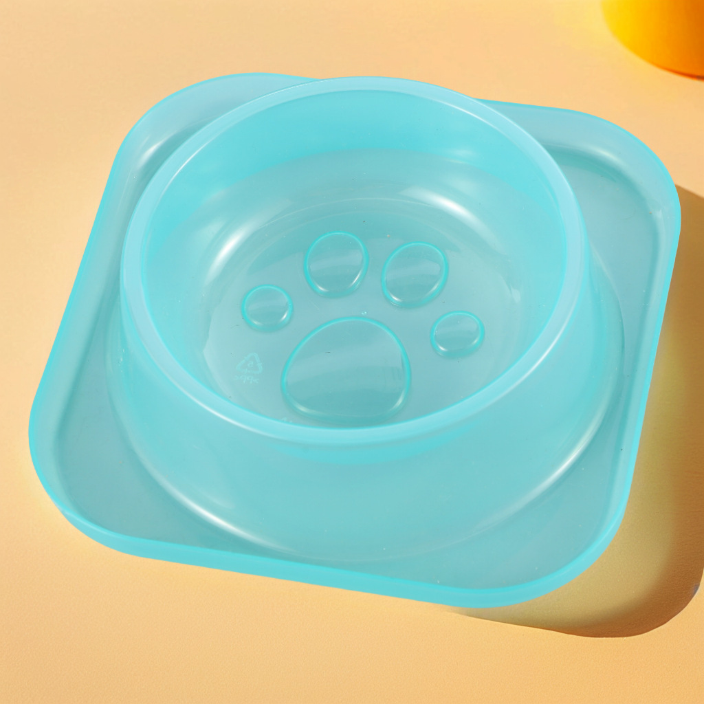 Amazon cross-border transparent leak-proof single bowl pet food utensils, anti-slip large food bowls for cats and dogs, wholesale cat PAWS Application Scenario