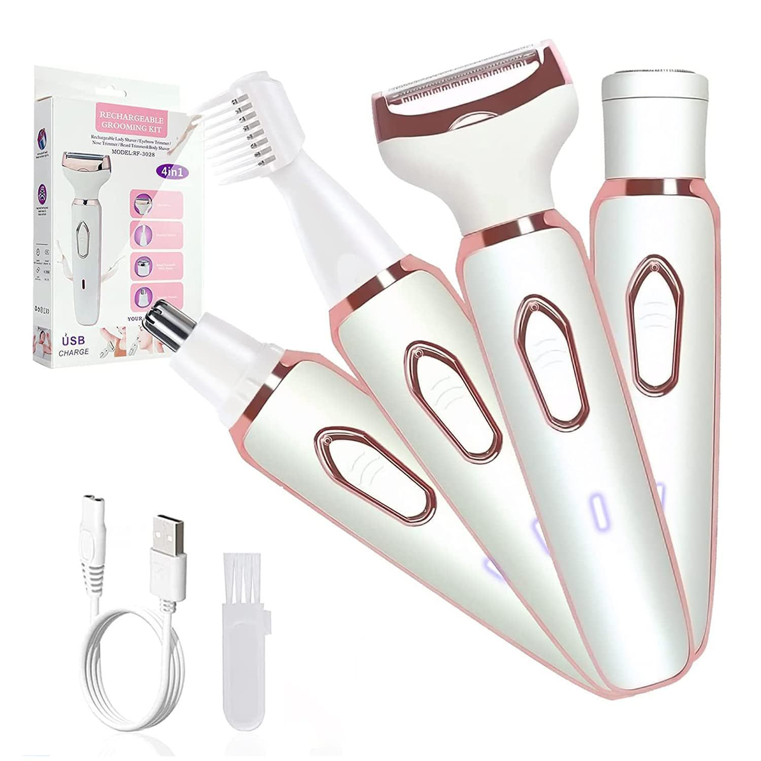 New cross-border four-in-one women's hair remover, multi-functional electric eyebrow trimmer, armpit and leg hair remover, hair removal device details Picture
