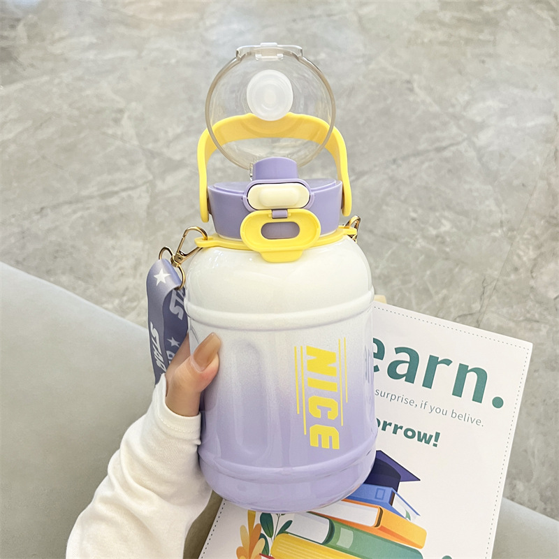 Yongkang Thermos Cup Fashion Gradient Double Drink Big Belly Cup Student Sports Kettle Large Capacity Thermos Cup A Piece Of Hair Specification drawing