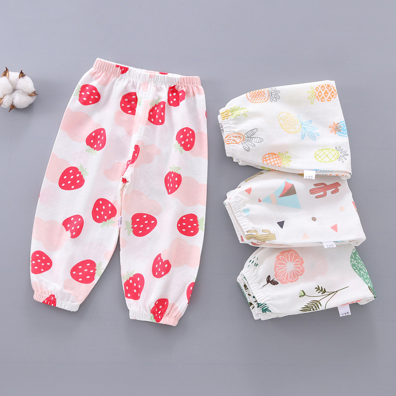 Pure cotton gauze children's mosquito repellent pants, ultra-thin pants, baby lantern pants, summer children's clothing, new bestsellers in 2024