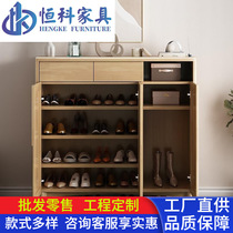 Nordic solid wood shoe cabinet log air with drawer storage cabinet household modern simple small entry door cabinet
