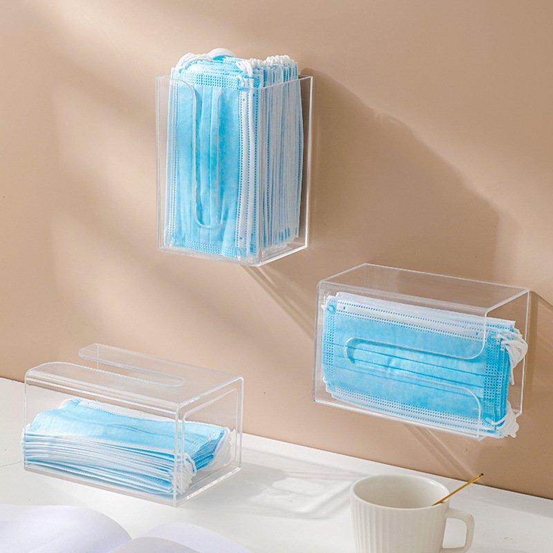 Wall-Mounted Mask Storage Box Perforation-Free Household Hallway Tissue Box Disposable Gloves Storage Box Muzzle Cover Box Specification drawing