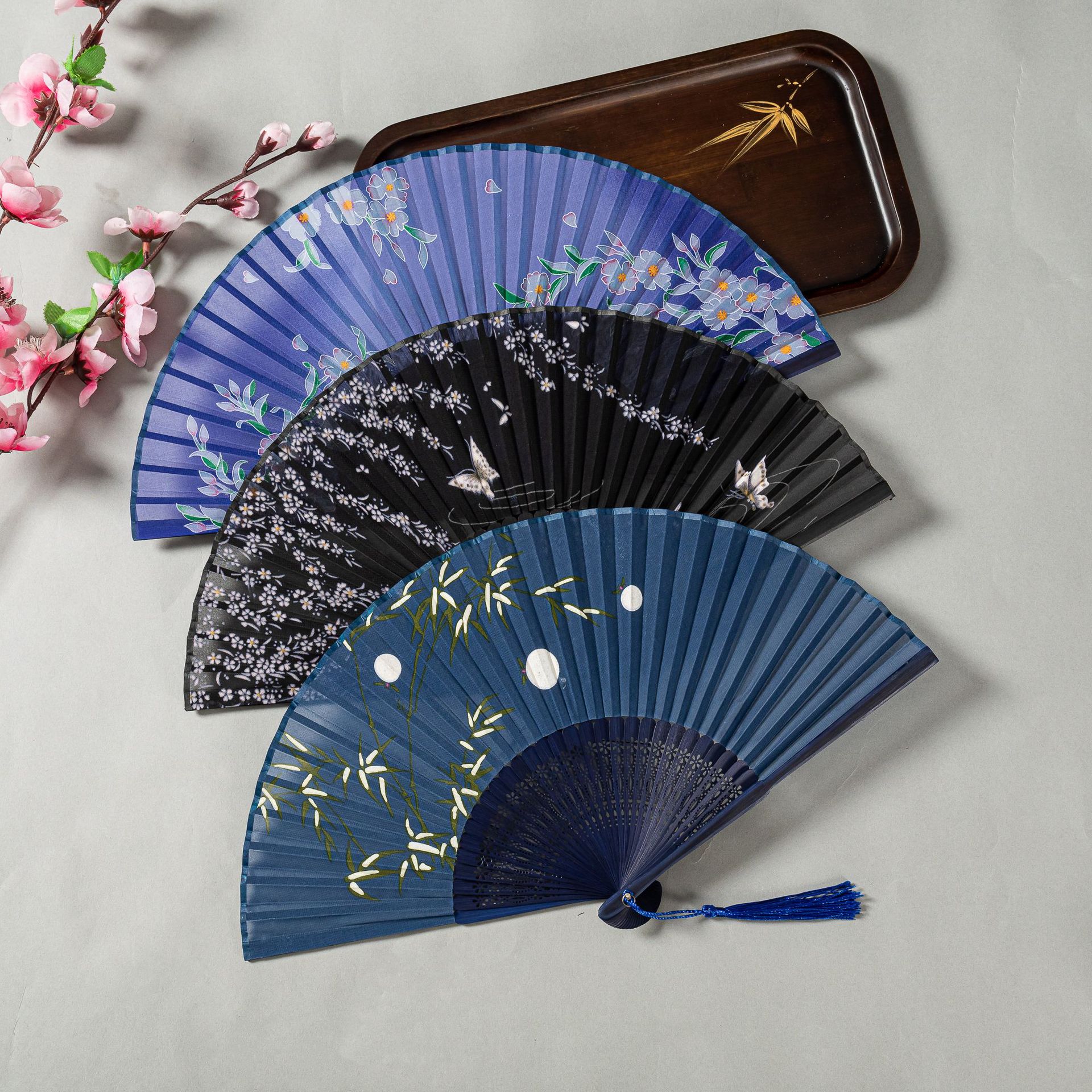 日式和风折扇中国风女士随身携带扇子旗袍走秀舞蹈扇雪纺透明扇