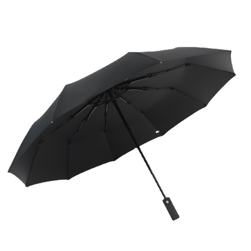 New 12-bone black rubber fully automatic umbrella folding business umbrella three-fold sunshade and protection 嗮 sun umbrella advertising umbrella Item Picture