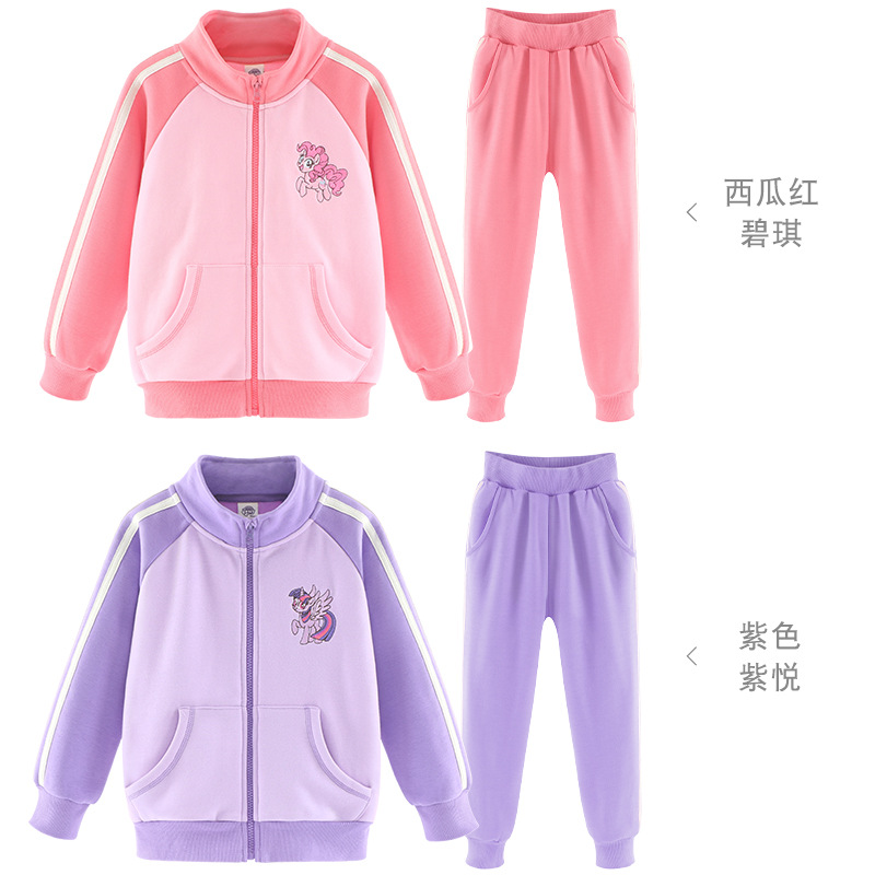 Girls' fleece suits, children's sportswear, autumn clothes, thickened hoodies and sweatpants for older kids, girls' autumn and winter children's coats Specification image