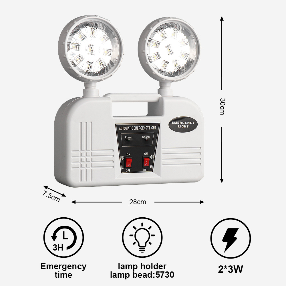 Transfronterizo de comercio exterior estilo fuego de emergencia de doble cabeza led super brillante comercio exterior exportación de evacuación luz de emergencia plegable Item Picture