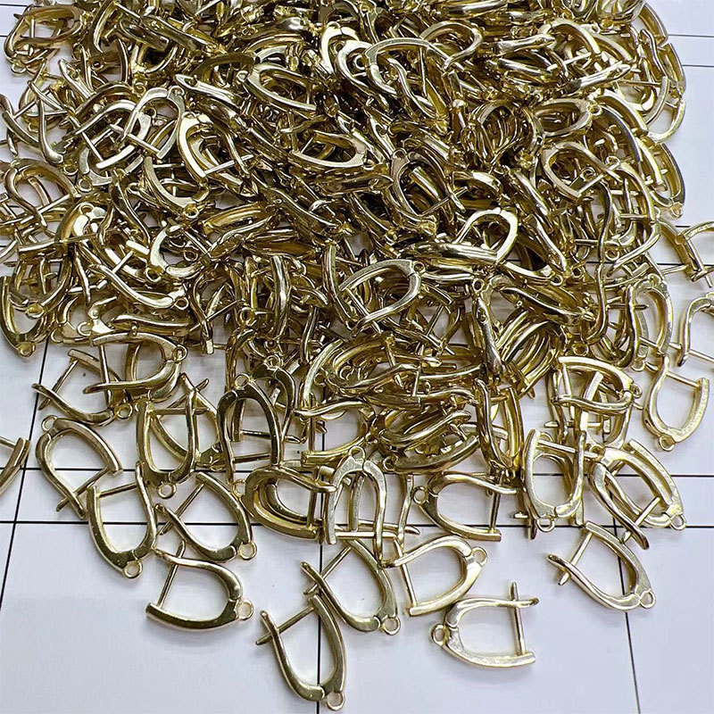 Simple U-shaped earrings with pendant rings, teardrop-shaped copper ear clips, handcrafted diy earrings, earrings and accessories, wholesale materials Item Picture