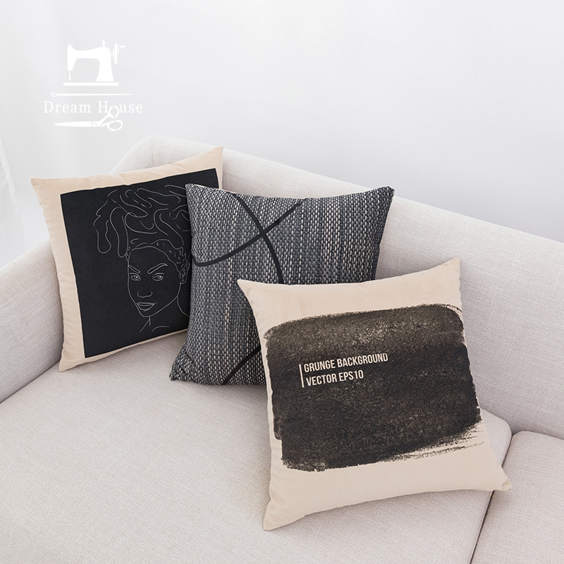 Manufacturers direct sales cross-border Amazon American modern ins flannelette digital print cushion pillow pillow sofa thumbnail
