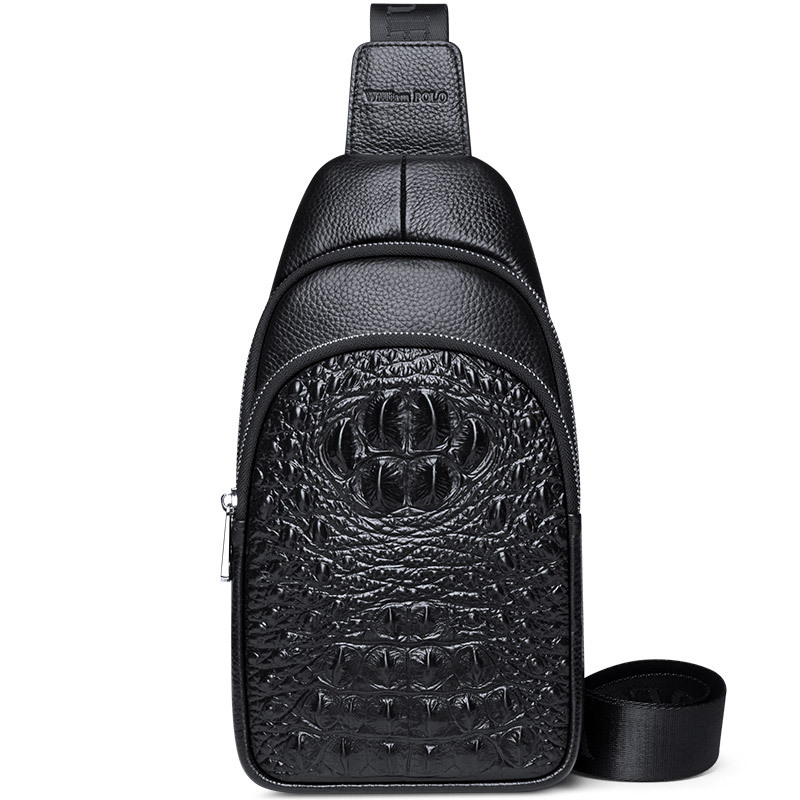 Emperor Paul Chest Bag Men's Leather Men's Single Shoulder Crossbody Bag New Crocodile Print Casual Head Layer Cowhide Crossbody Bag For Men