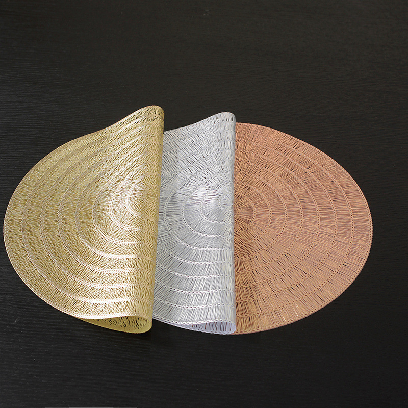 European Simple Bronzed Pvc Hollow Circular Placemat Table Mat Japanese Home Waterproof Oil Insulation Mat Western Placemat details Picture