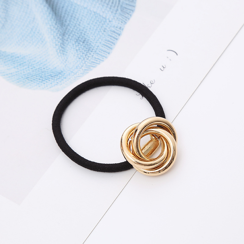 Korean Version Of Simple Temperament Female Metal Scrunchie European And American Wind Hair Rope Ponytail High Warhead Rope Knotting Process Hair Accessories Wholesale details Picture