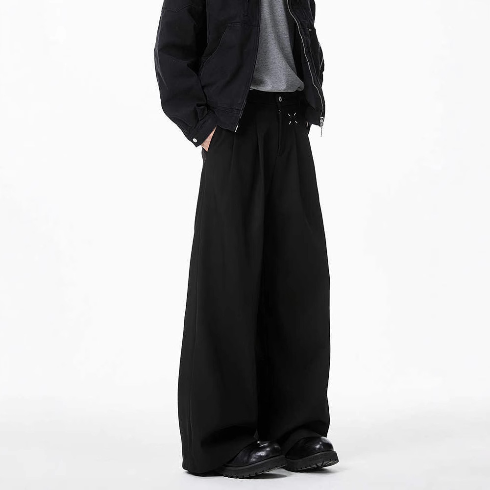 American cleanfit black trousers for men in spring and autumn, straight-leg loose, drape, casual and high-end wide-leg trousers for men Specification image