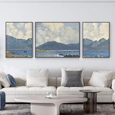 北欧装饰画客厅风景山水画现代抽象简约沙发背景墙三联画