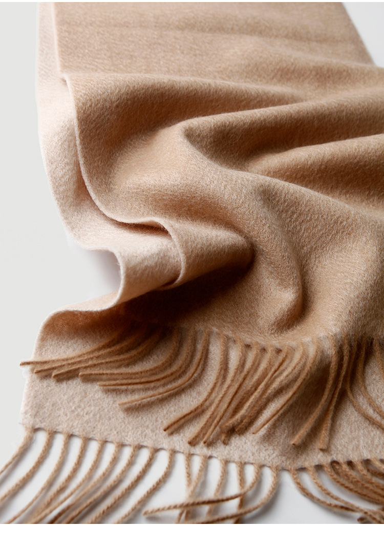 双面羊绒围巾女士女款男女通用纯色秋冬季加厚保暖批发cashmere详情9