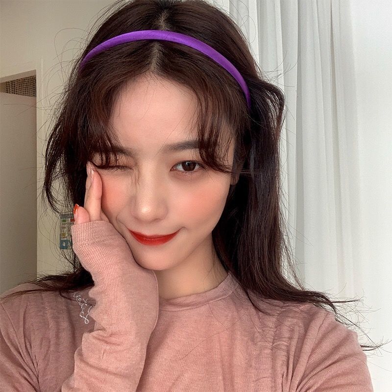 Ins Korea Fine Candy Color Small Fresh Satin Headband With The Same Jelly Color Headband Hair Accessories details Picture