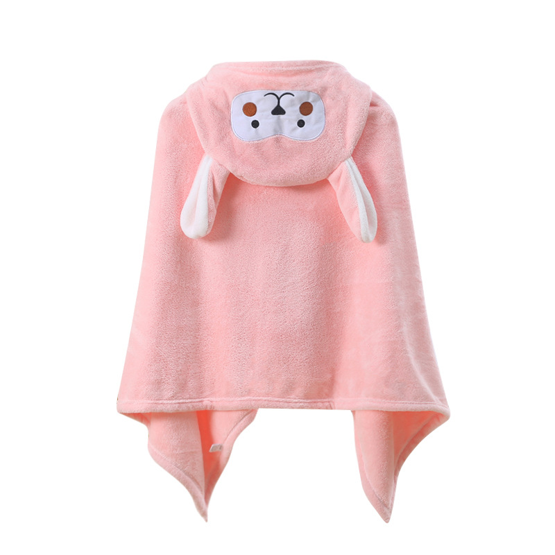 Children's Bath Towel Hooded Cloak Cloak Absorbent Baby Hooded Bathrobe Cartoon Baby Coral Velvet Children's Bath Towel Item Picture