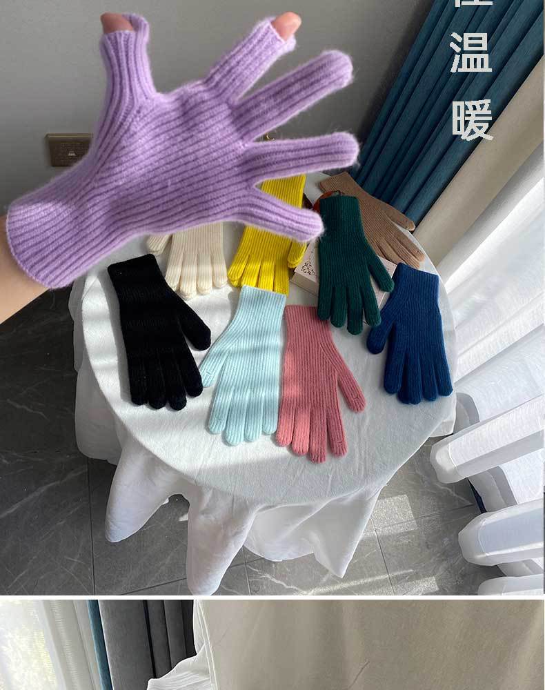 红色毛线围巾女冬季氛围感韩版百搭学生冬天保暖纯色加厚针织围脖详情3