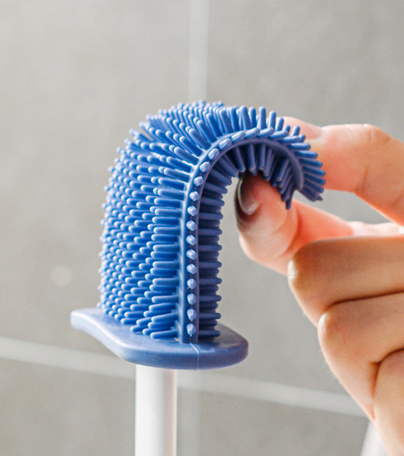 Jinhuida Household Imitation Silicone Toilet Brush Set Creative Soft Glue Wall Hanging Seam Long Handle Toilet Cleaning Brush In Stock Application Scenario