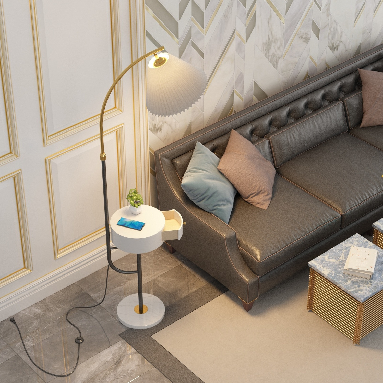 百褶ins风落地灯创意北欧轻奢客厅沙发卧室床头墙角简约落地台灯