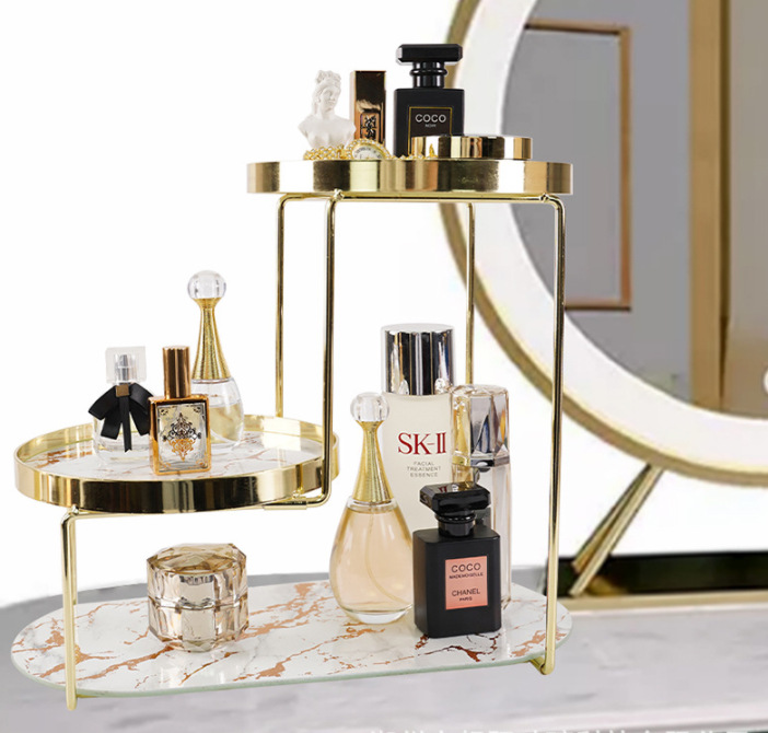 Golden three-layer detachable countertop bathroom shelf Application Scenario