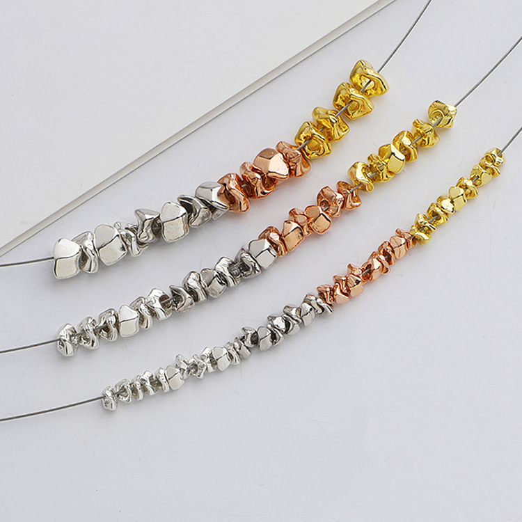 S925 sterling silver broken silver irregular bead accessories DIY handcrafted beaded bracelet necklace material loose bead gasket Specification image