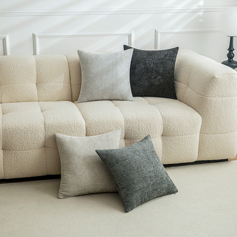 纯色雪尼尔十字格抱枕套家居客厅沙发氛围靠垫套现代简约抱枕批发