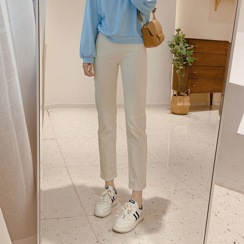 All seasons! The shape of the pants is really great! Straight-leg jeans for women in the 9-inch range are versatile. Cigarette tubes can make you look slimmer. High-waisted pants are trendy details Picture