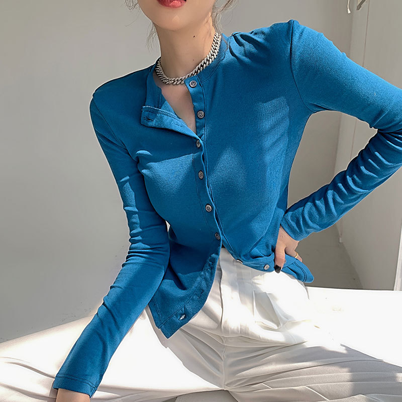 长袖衬衣女2022早秋新款洋气设计感小众开衫上衣打底衫内搭潮