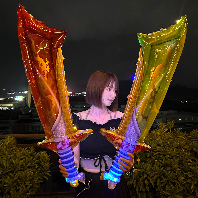 Large Thickened Flash Sword Dragon Sword Children's Toys To Push Balloon Stalls Light Balloon Birthday Party Specification drawing