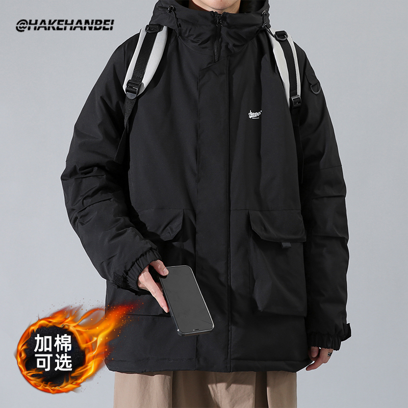 Japanese hooded functional down jacket for men, spring and autumn trendy brand loose and plus-size casual workwear jacket for spring Application Scenario