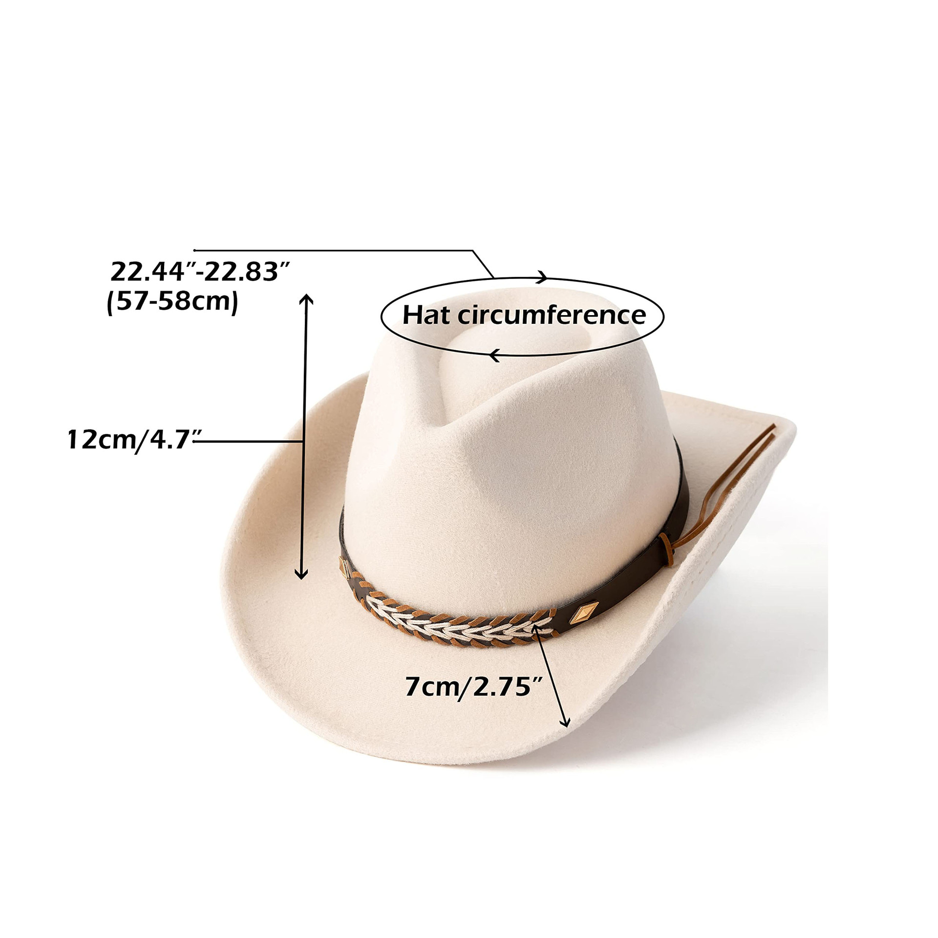 Cross-Border Sales Retro Jazz Hat British All-In-One Party Street Temperament Western Cowboy Hat Men's And Women's Top Hats Specification drawing