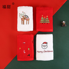 福甜棉毛巾可绣花吸水柔软洗脸巾可爱圣诞礼品可装配套礼盒预订款