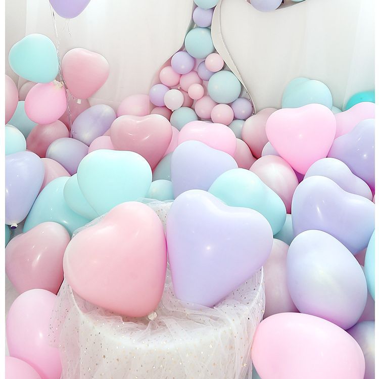 马卡龙2.2克心形加厚心形马卡龙色商场结婚派对气球心形乳胶气球