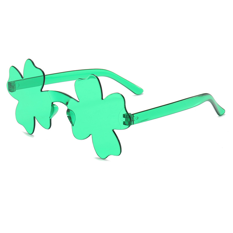 New cross-border four-leaf clover sunglasses, unique candy-colored one-piece glasses, ball party street style decorative sunglasses Specification image