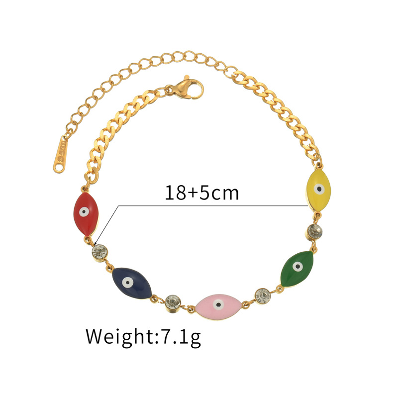 Stainless Steel Ins Style Niche Design Sense Dripping Oil Demon Eye Bracelet Geometric Fashion Personality 100 Hand Accessories Item Picture