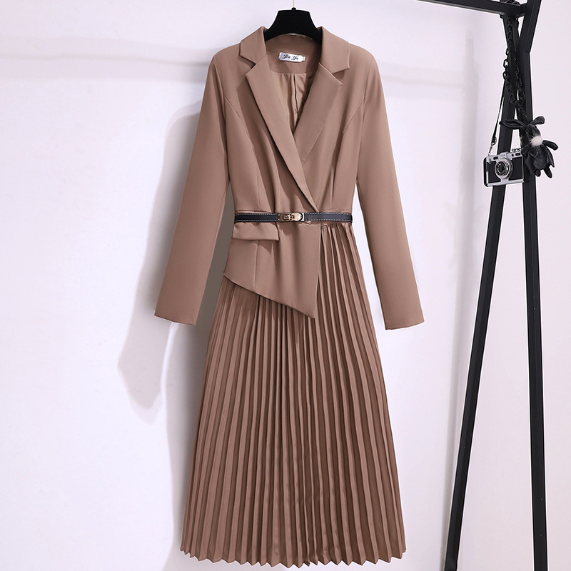 Irregularly designed French autumn dress, new pleated long dress for women, elegant blazer-style women's dress Application Scenario