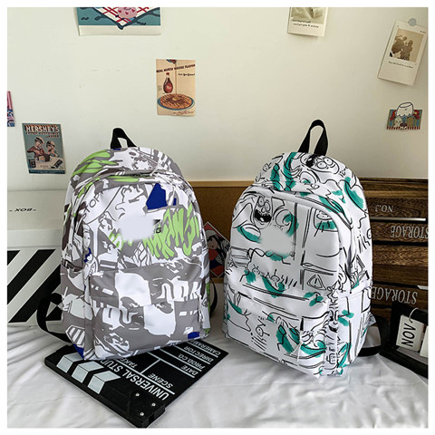 Casual viaje mochila de gran capacidad tendencia de la calle carta impresa mochila de apertura de temporada nylon estudiante bolsa de escuela para mujeres details Picture