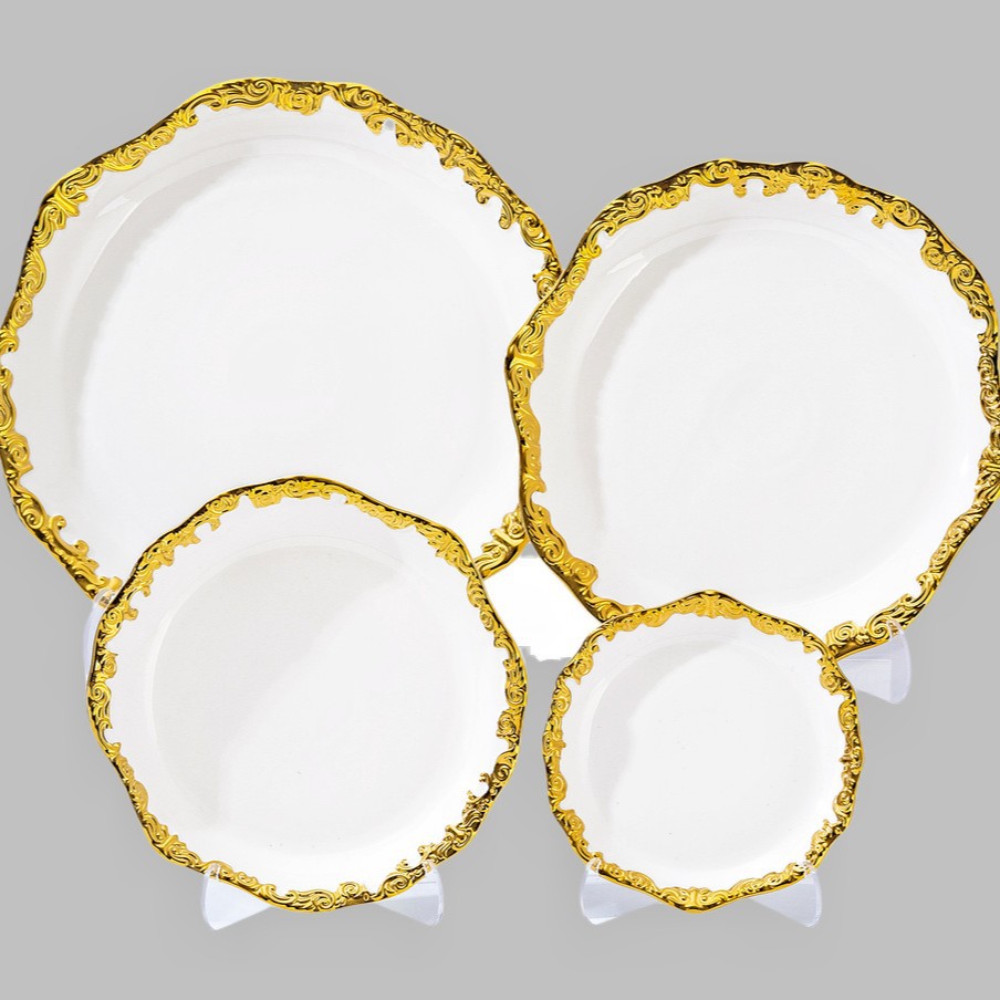Wholesale of light luxury ceramic tableware sets, high-end gold-plated plates with gold edges