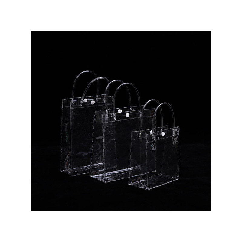 Transparent PVC handbags, popular gift clothing hand-held bags, customized transparent plastic milk tea and wedding candy packaging bags Item Picture